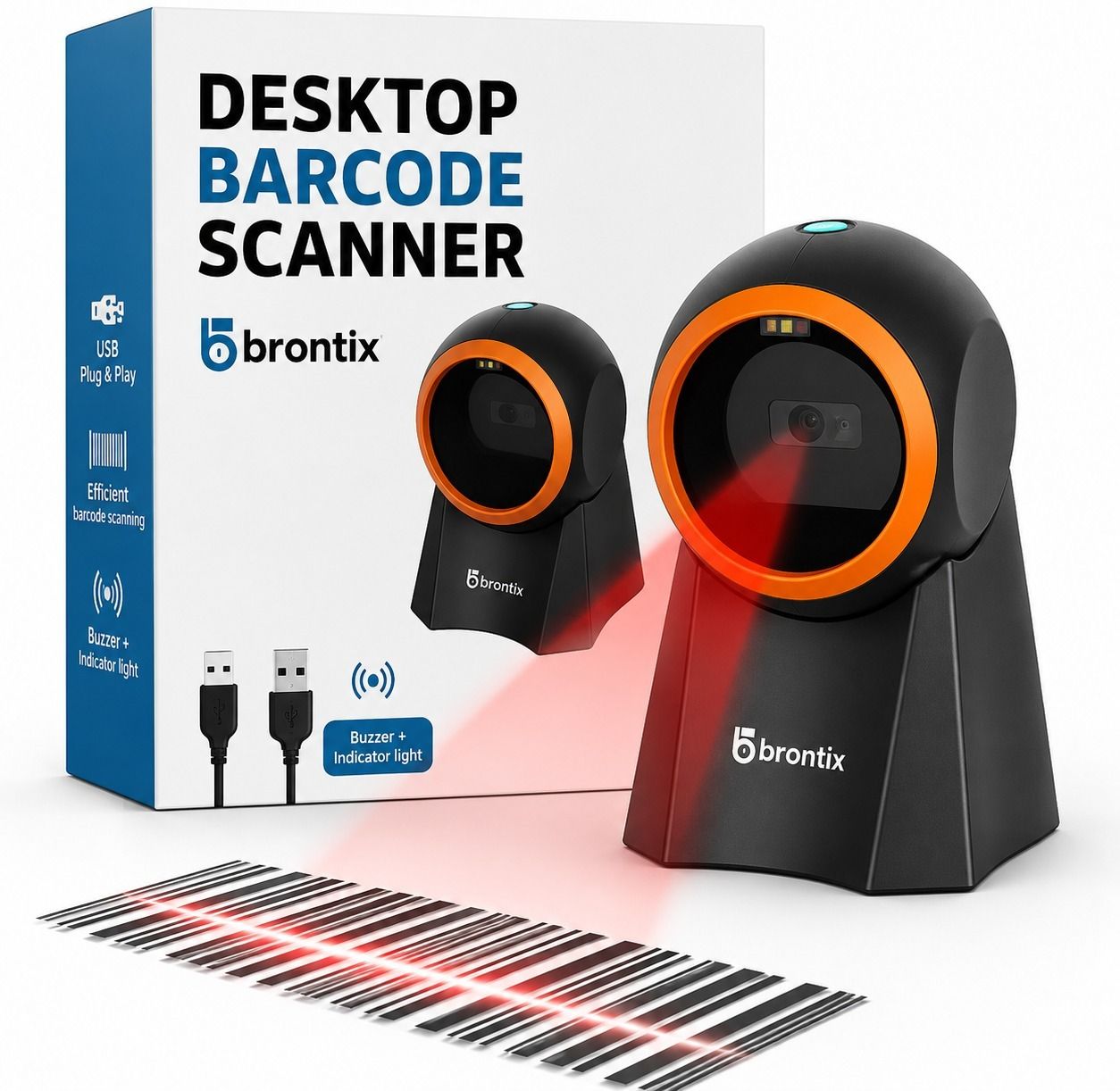Brontix Desktop Barcode Scanner 2D QR Code Scanner for Billing POS System Barcode Scanner X3 2D Camera Barcode Scanner-image-10