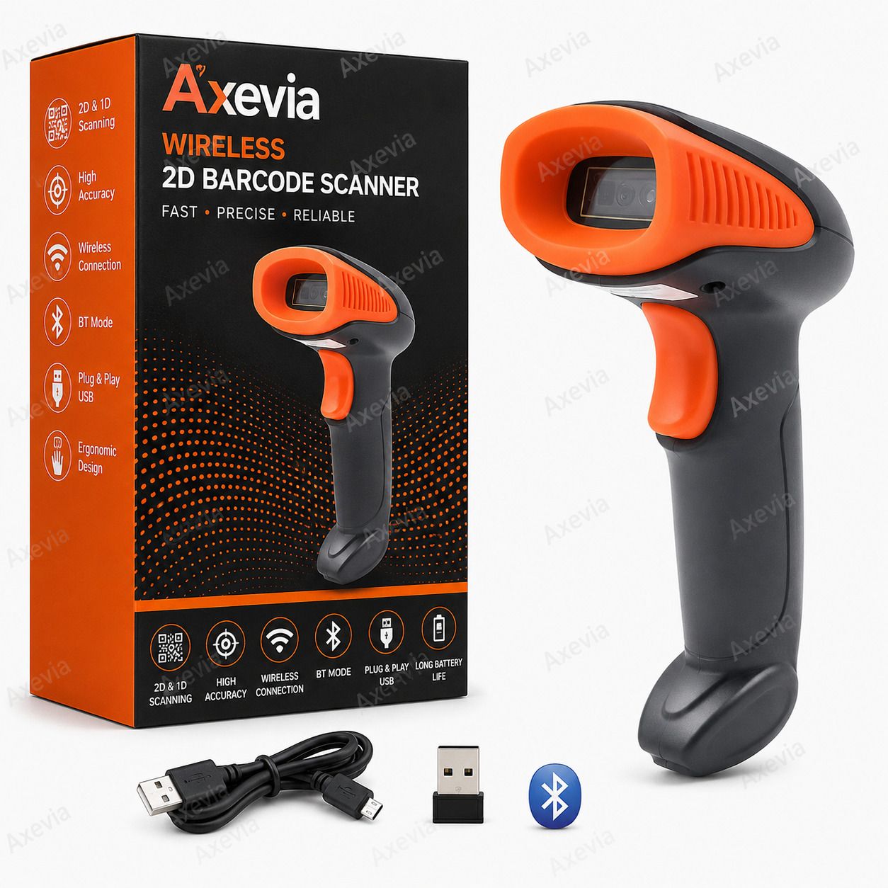 Axevia Bluetooth Barcode Scanner Barcode Scanner 1D/2D Wireless Bluetooth USB QR Code Reader 2D Camera Barcode Scanner-image-14