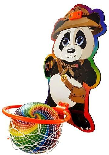 Panda Printed Kids Hangable Indoor outdoor Basket Board Kit Basket Ball Set Net Basketball Ring-image-5