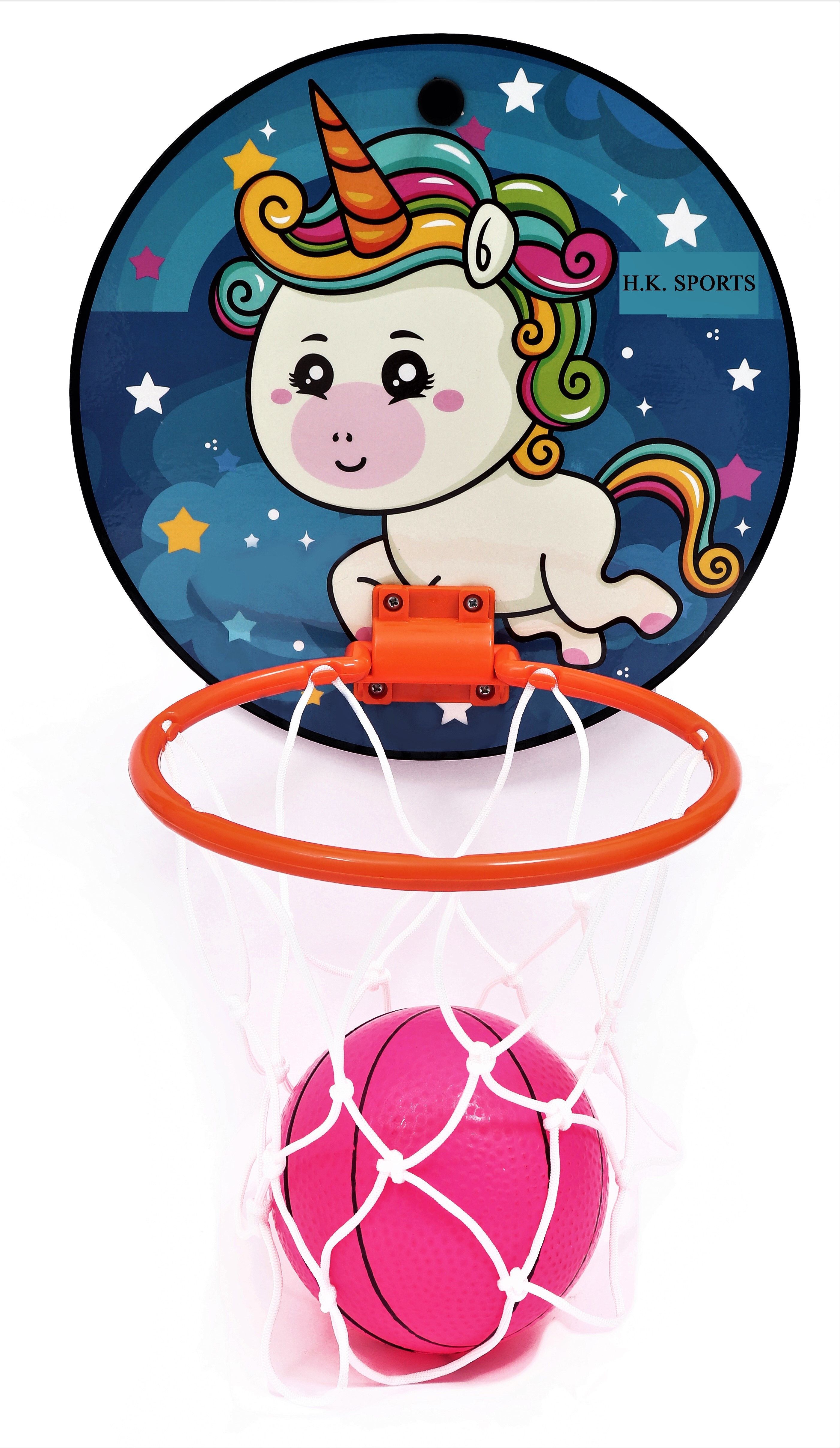 hk sports Pony Print Kids Hangable Indoor outdoor Basket Board Kit Basket Ball Set Net Basketball Ring-picture-14