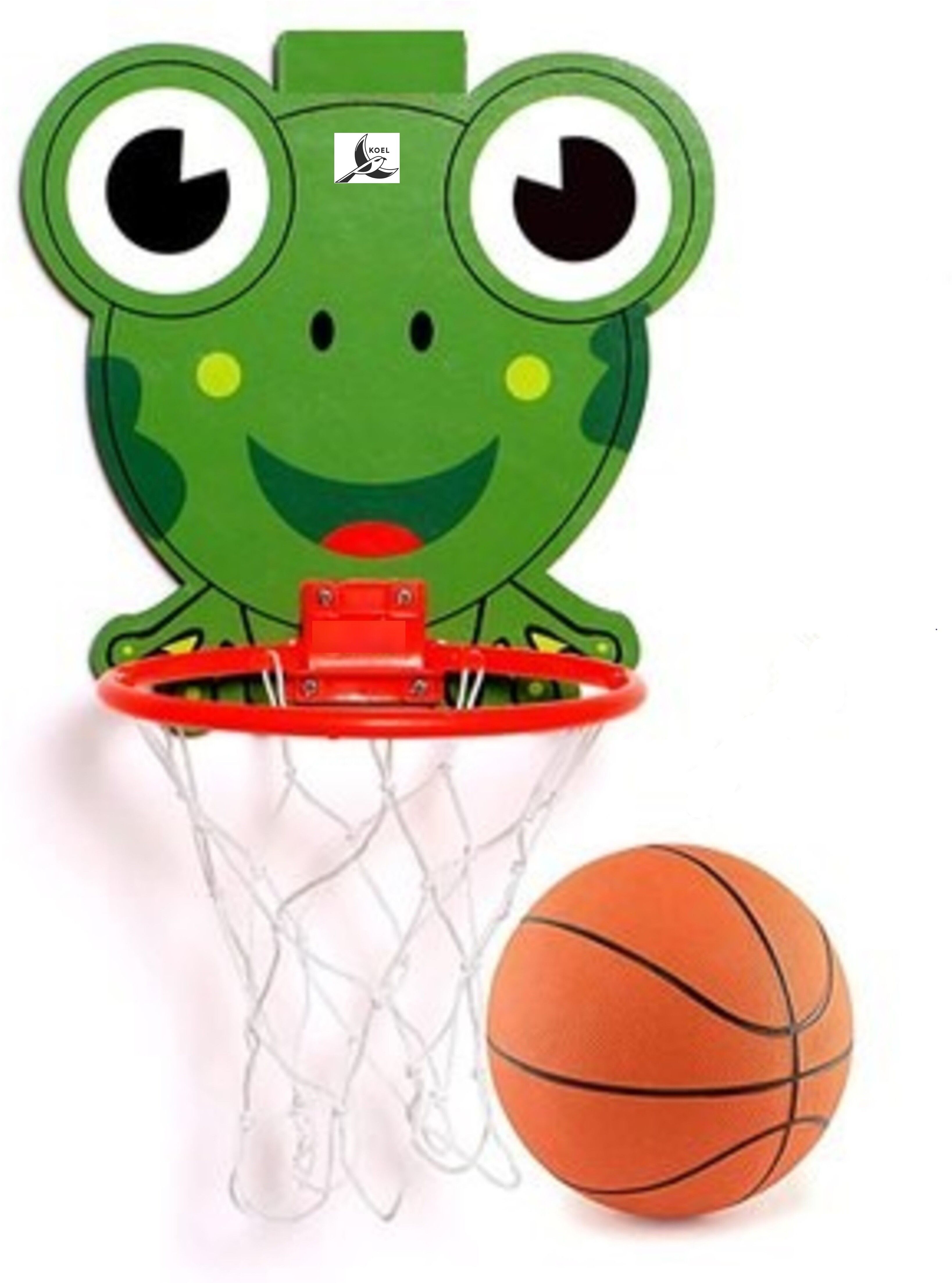 Frog Shaped Kids Hangable Indoor Outdoor Basket Board Kit Basket Ball Set Net Basketball Ring