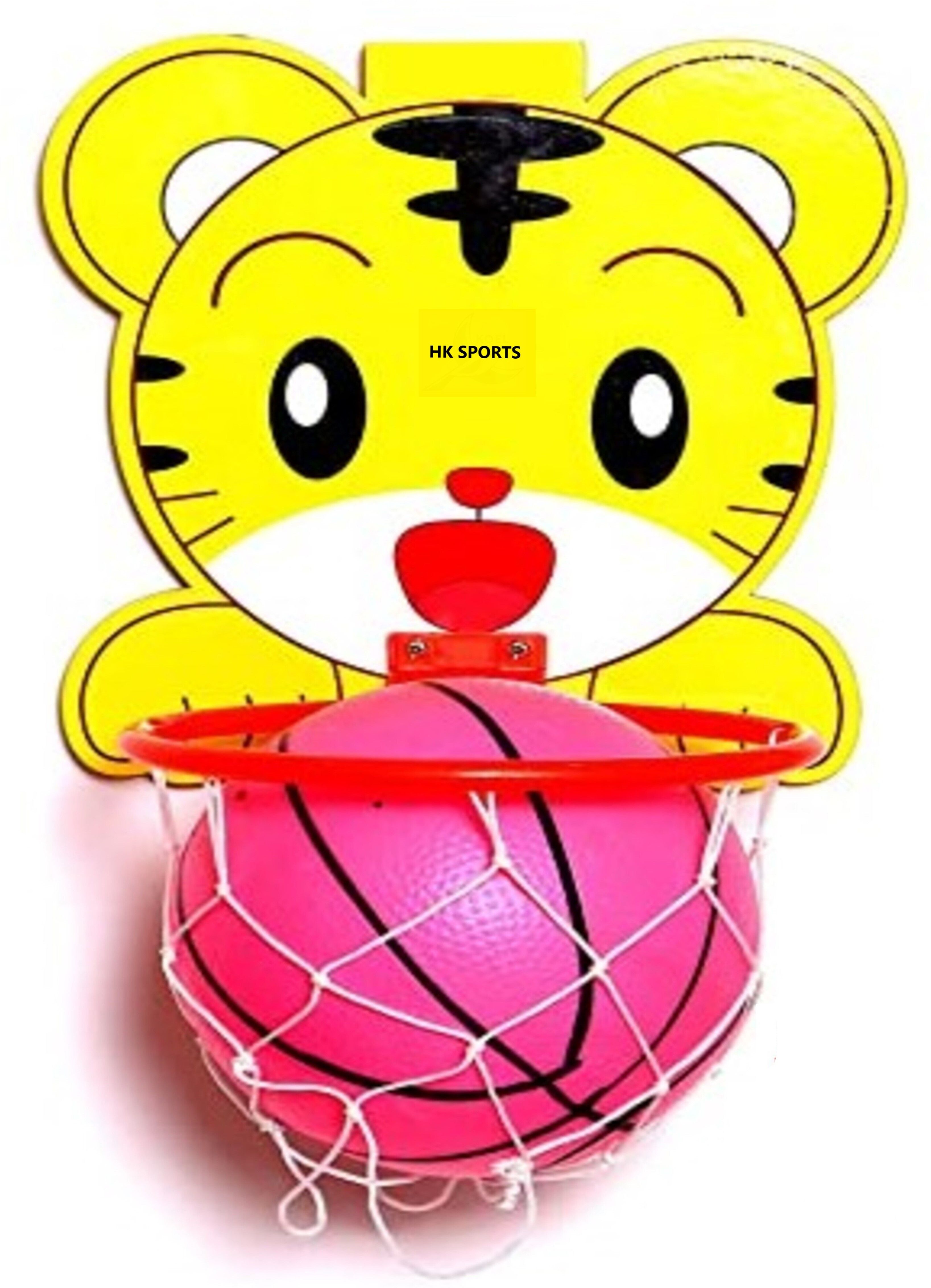 HK Sports Tiger Shaped Kids Hangable Indoor/Outdoor Basket Board Kit Basketball Ring-image-2