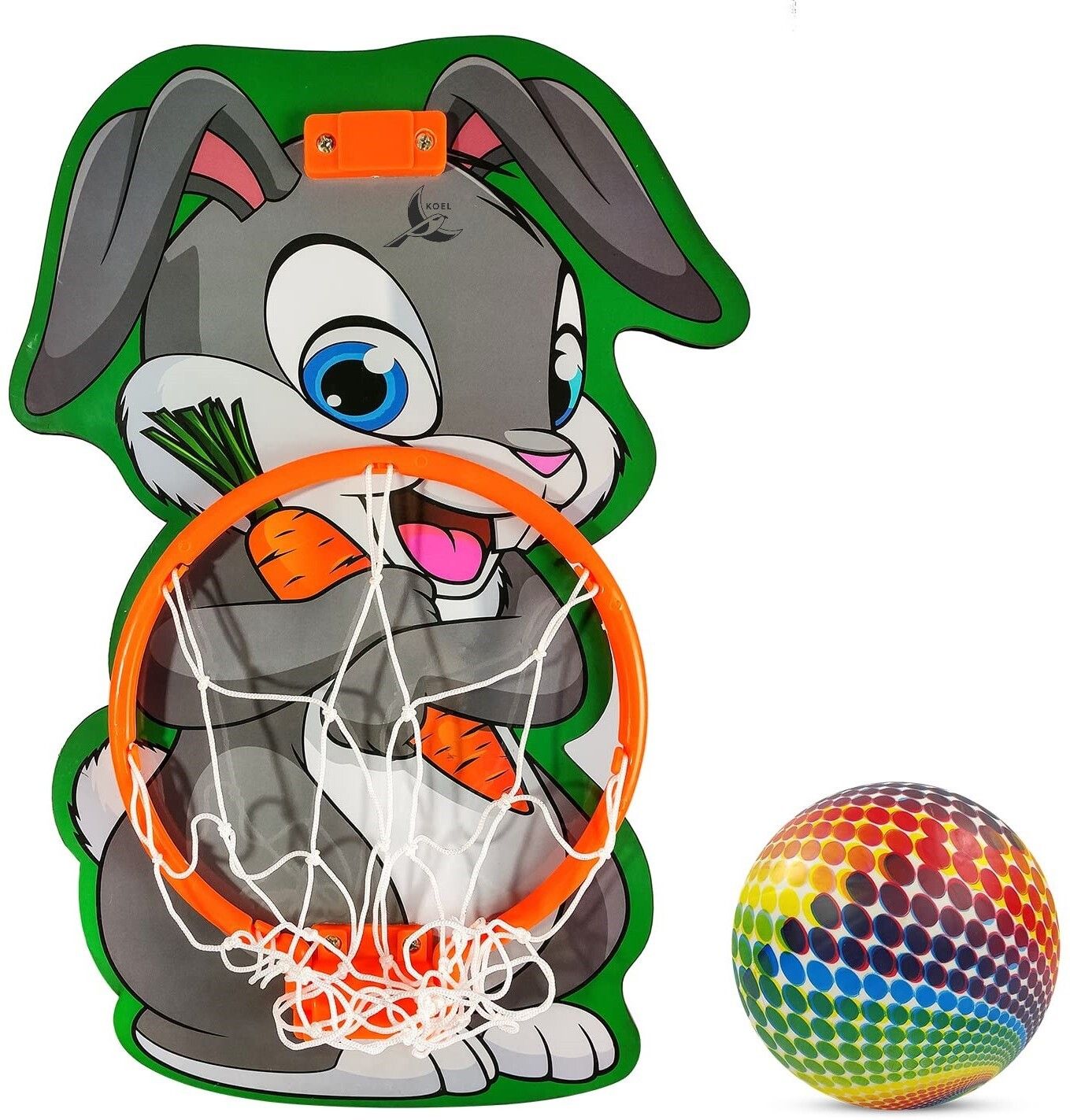 Rabbit Shaped Kids Hangable Indoor Outdoor Basket Board Kit Basket Ball Set Net Basketball Ring