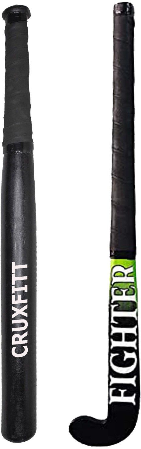 cruxfitt Solid Wooden Basebat combo with Hockey stick for men practice & self defence Willow SoftballBat For 15+ Yrs-picture-22