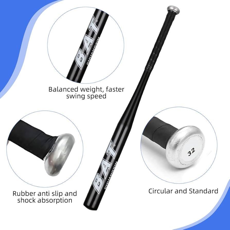 BLACK 32" Inch Aluminium Baseball Bat Heavy Quality Non-Slip Maple Baseball Bat Maple Baseball Bat For 15+ Yrs