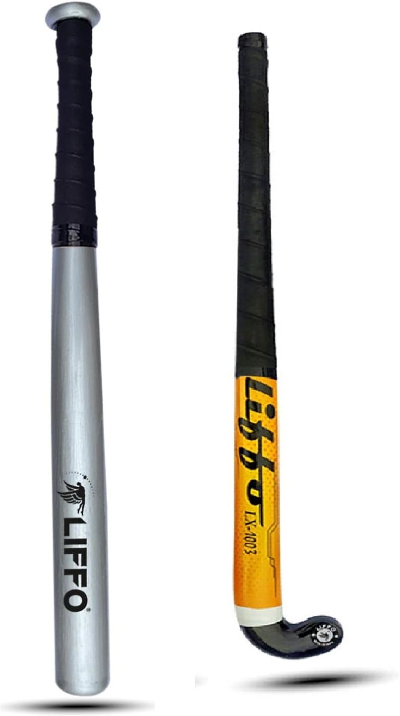 liffo Baseball bat Heavy Duty with Hockey Stick (Yellow) Willow Baseball Bat For 15+ Yrs-picture-35