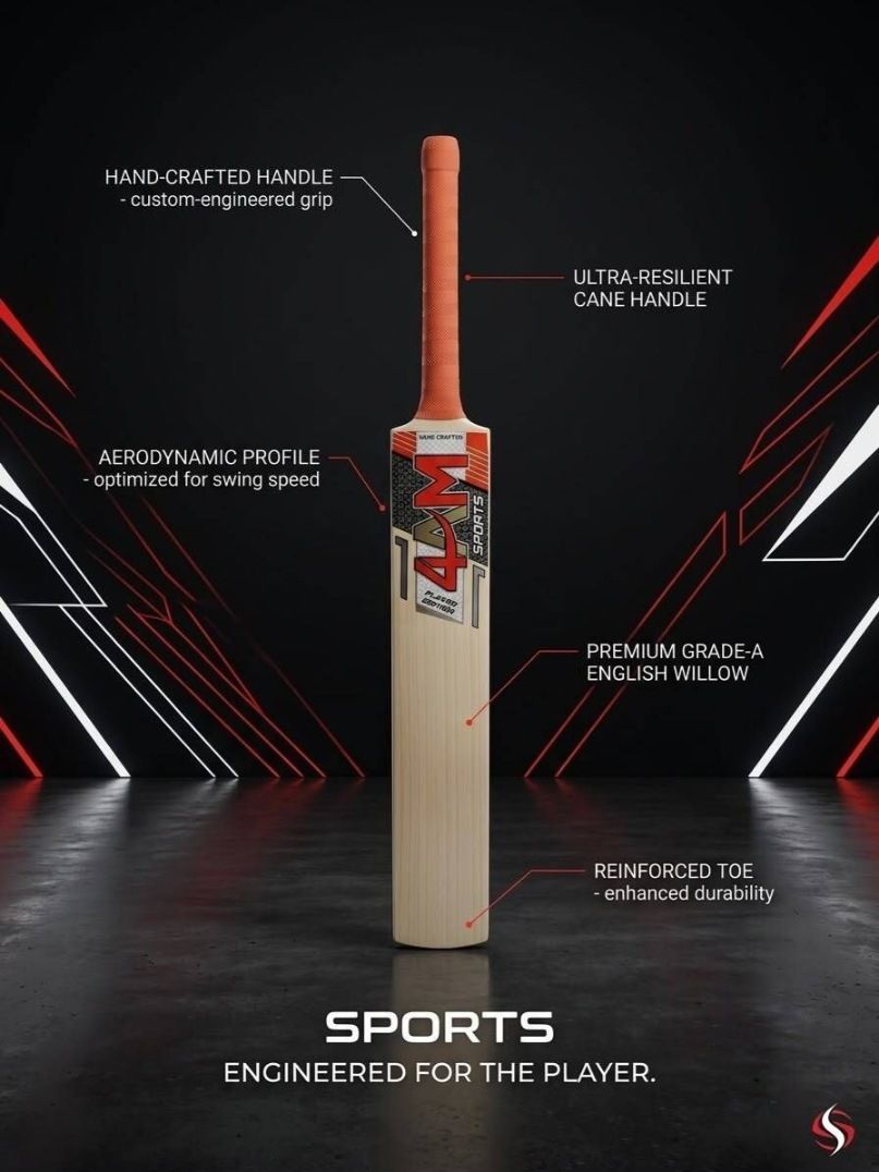 4am sports Midnight Edition_A89 Poplar Willow Cricket Bat For 11 - 13 Yrs-picture-39