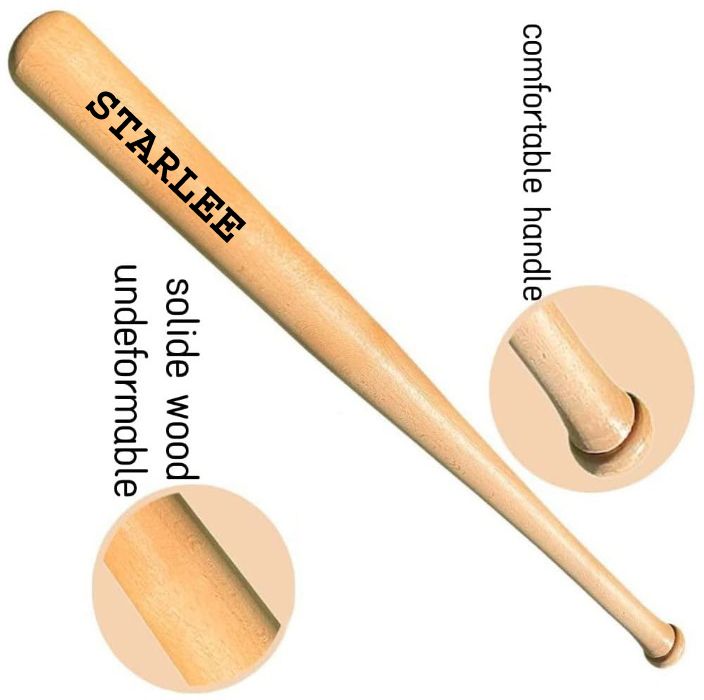 STARLEE-6.0 Heavy Duty Natural Wood Baseball Bat classic baseball {ntural...} Willow BaseballBat For 15+ Yrs-image-33
