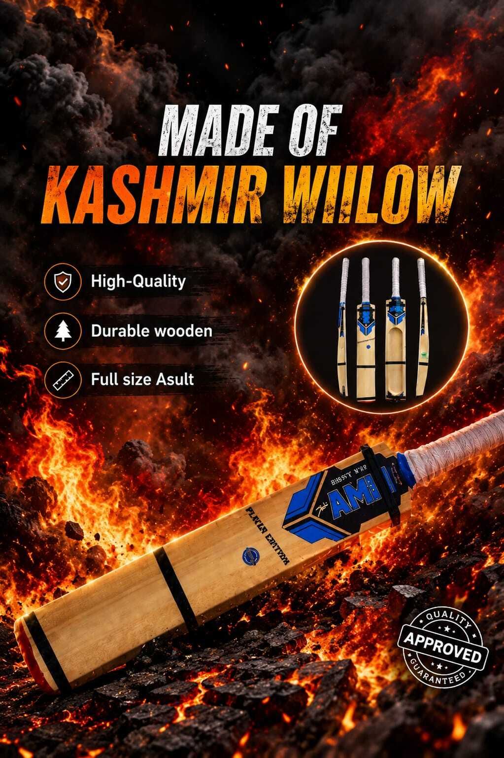 New Blue Bat Hard Tennis Scrop light weight full size Double Blade Kashmir Willow Cricket Bat For 15+ Yrs-image-33