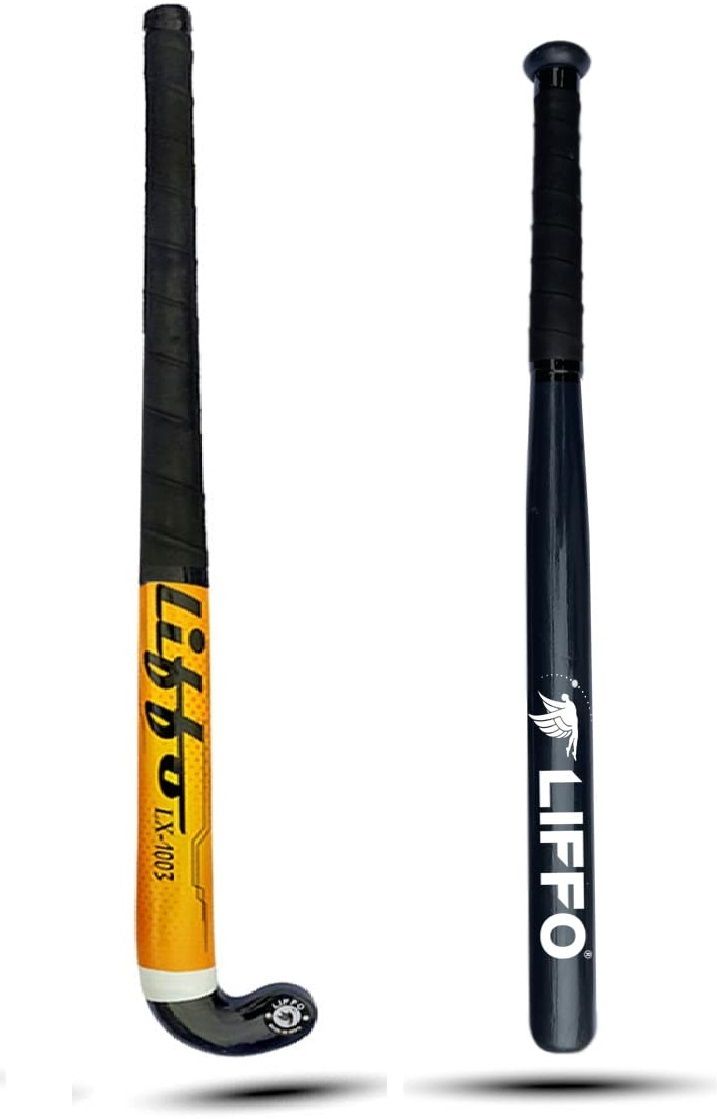 liffo Wooden Baseball bat Heavy Duty with Hockey Stick (Yellow) Willow Baseball Bat For 15+ Yrs-picture-24
