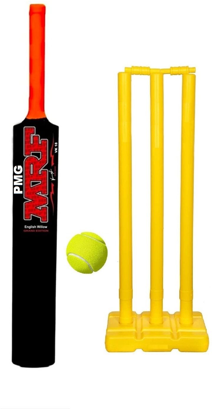 pmg Hard Plastic Bat with PVC Wicket Set & 1 Ball | Bat Ball Stumps Kit for kids 4-7 PVC/Plastic CricketBat For 6 - 7 Yrs-picture-22
