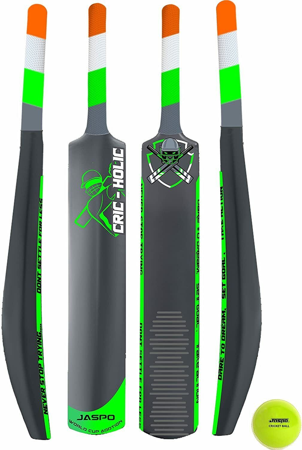 jaspo CRIC-Holic Senior Plastic Cricket Full Size Bat with Soft Cricket Ball Combo PVC/Plastic CricketBat For 15+ Yrs-picture-12