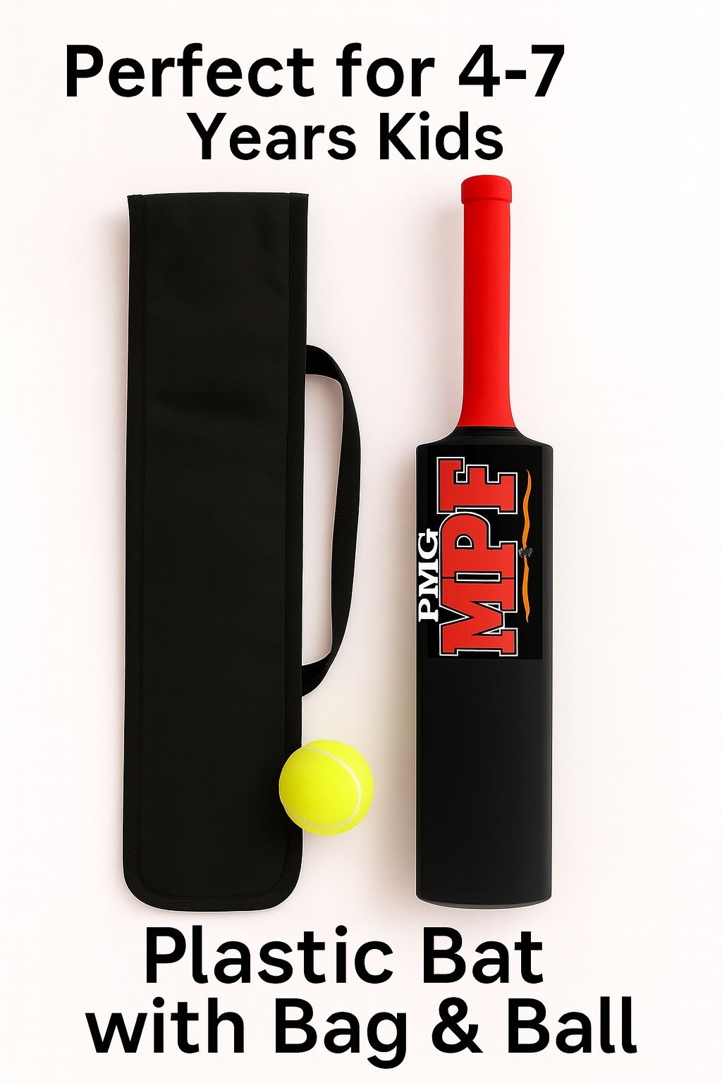 pmg Plastic Cricket Bat with Bag & Ball | Fun Play Kit for Children (Age 4-7) PVC/Plastic Cricket Bat For 8 Yrs-picture-21