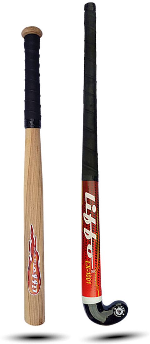liffo Wooden Baseball bat Heavy Duty with Hockey Stick (LX1001) Willow Baseball Bat For 15+ Yrs-picture-0