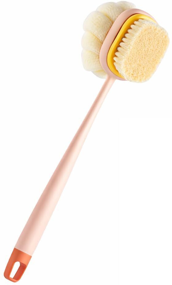 elitecart 2in1 Bath Brush with Loofah|Soft Bristles|Long Handle Scrubber for DeepCleansing-picture-2