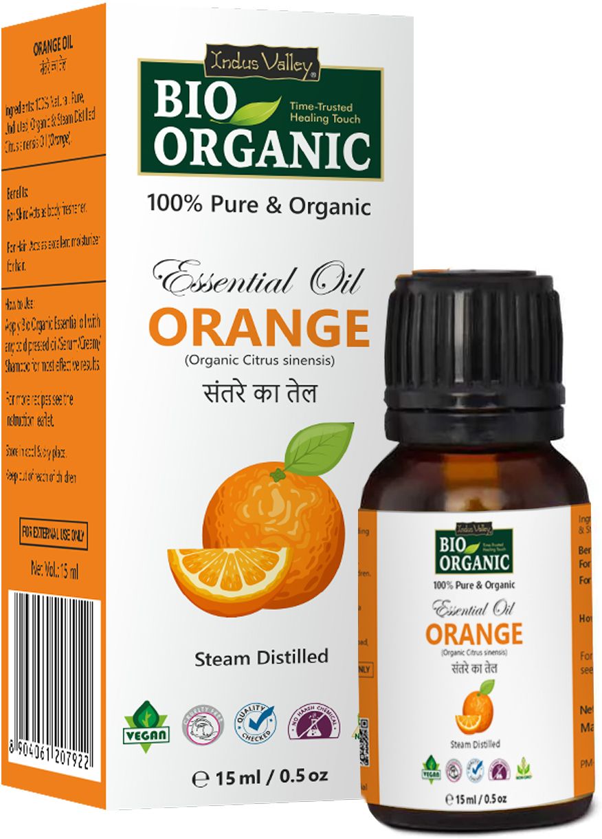 indus valley 100% Natural & Organic, Orange Essential Oil & Dropper for Skin, Hair Care-picture-29