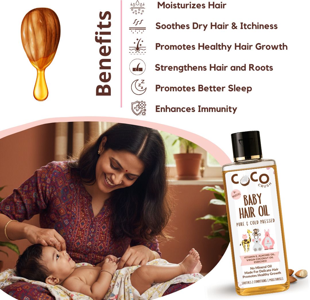 coco crush Natural Baby Hair Growth Oil with Vitamin E, Almond, Coconut Cold Pressed Oil-picture-20