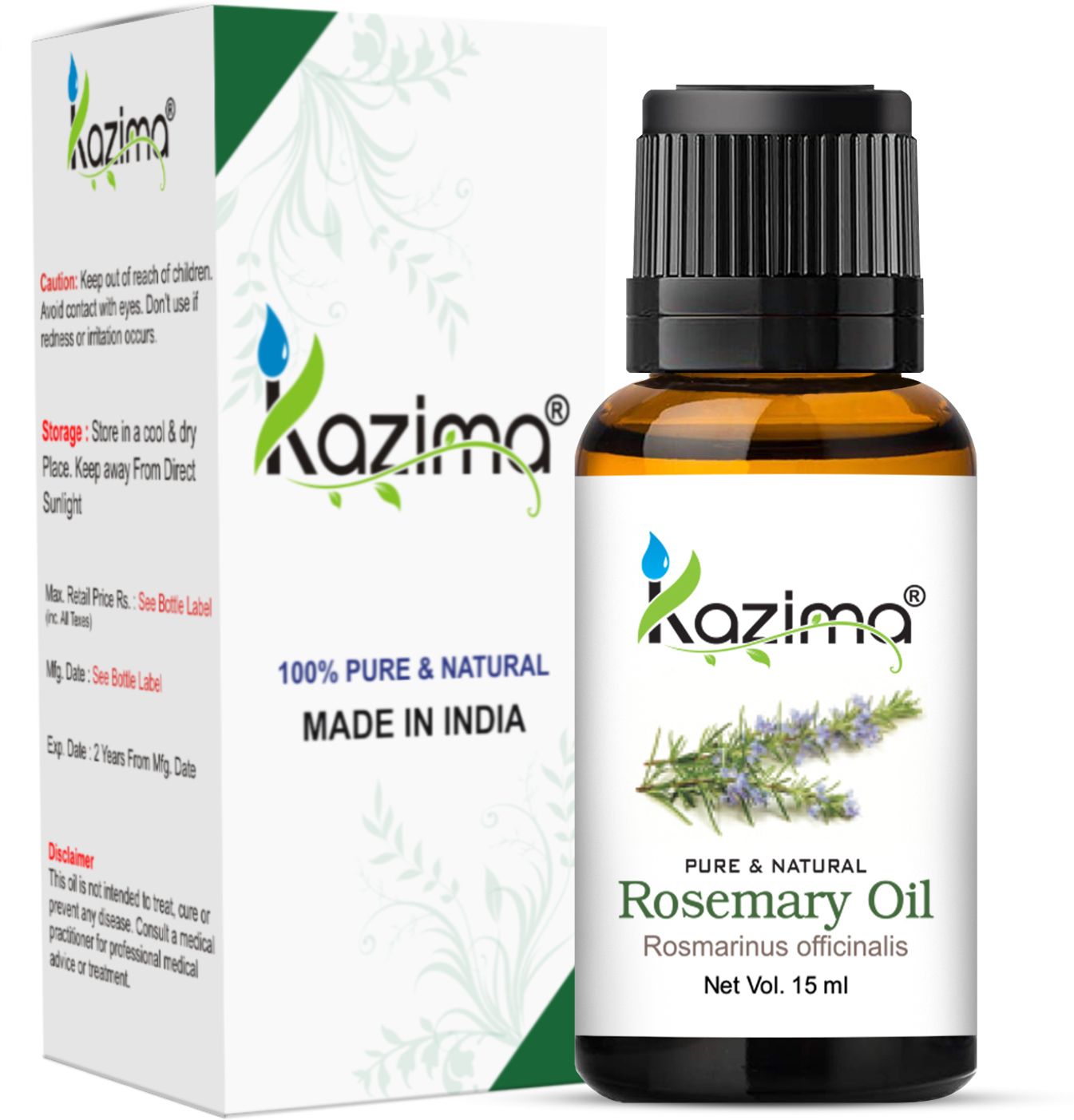 kazima Rosemary Essential Oil (15ML) Pure Natural - Use For Aromatherapy, Health Boost, Hair Re-Growth, Skin Care, Face-picture-11