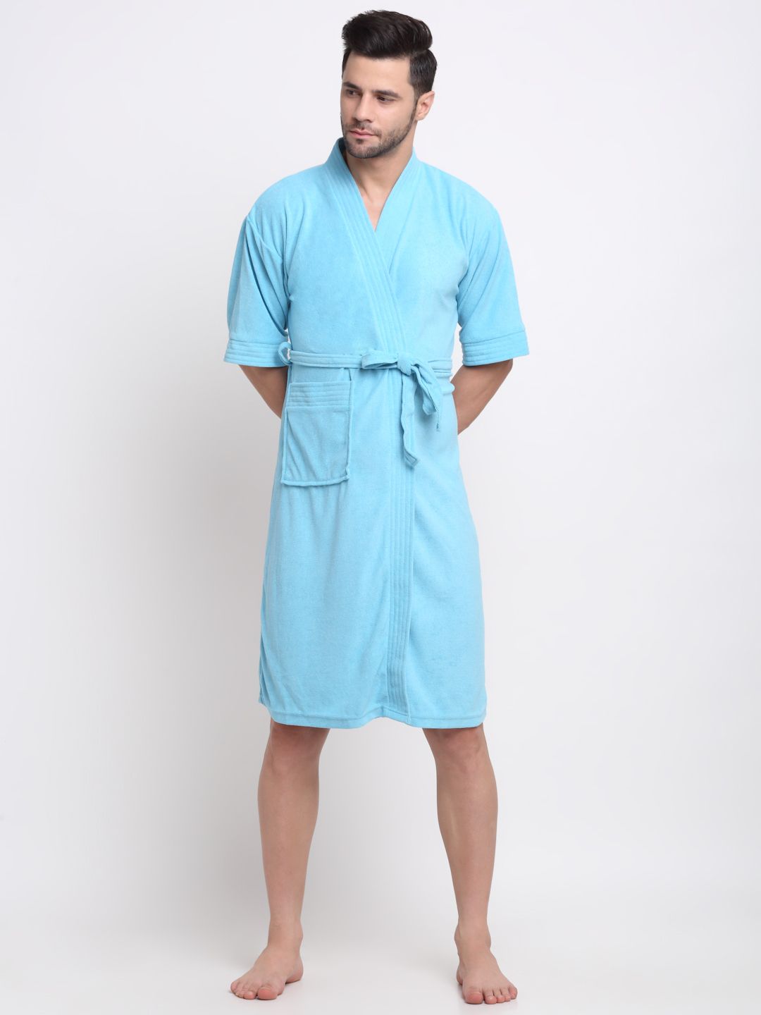 creeva Ocean Blue Free Size Bath Robe-picture-20