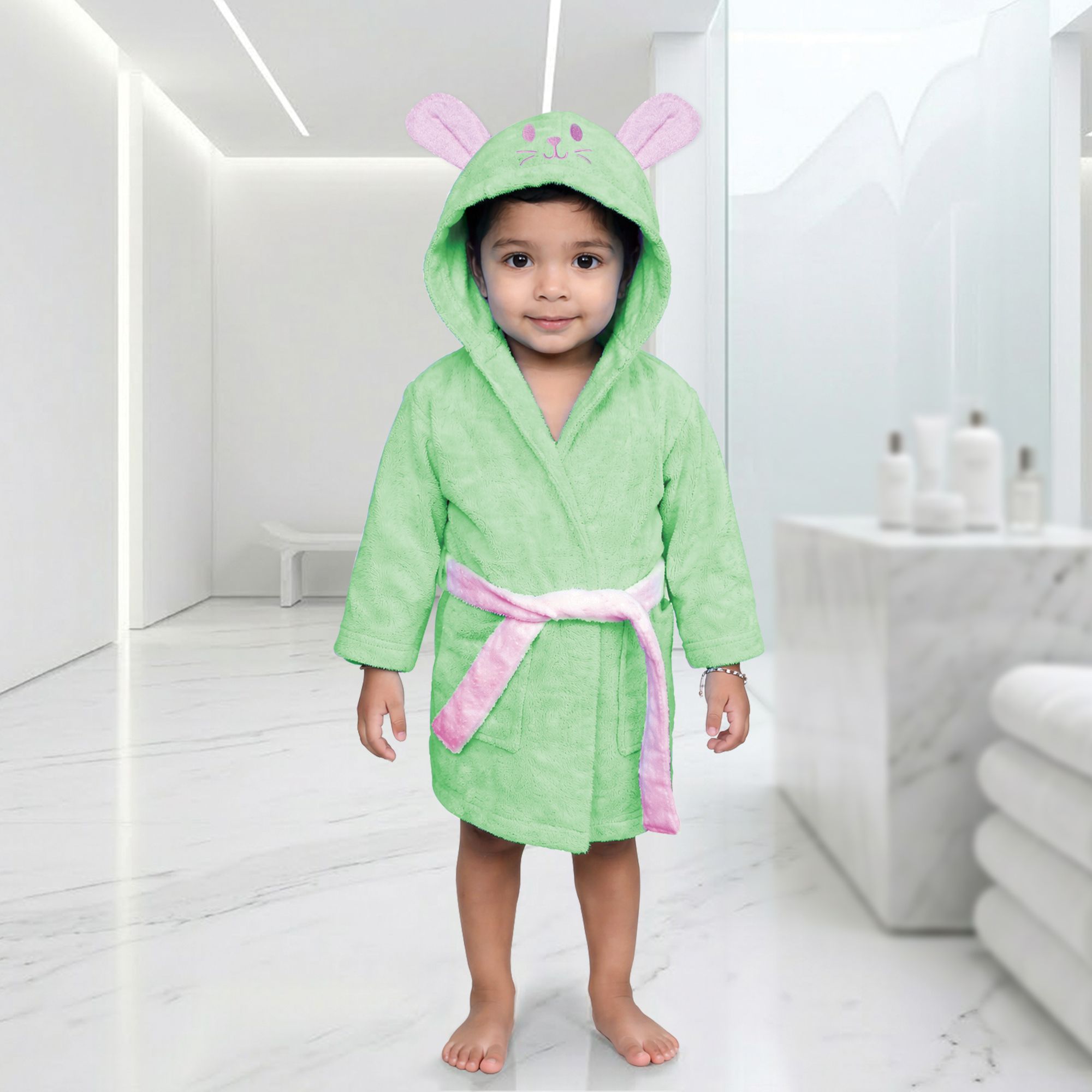 Green Medium Bath Robe-image-2