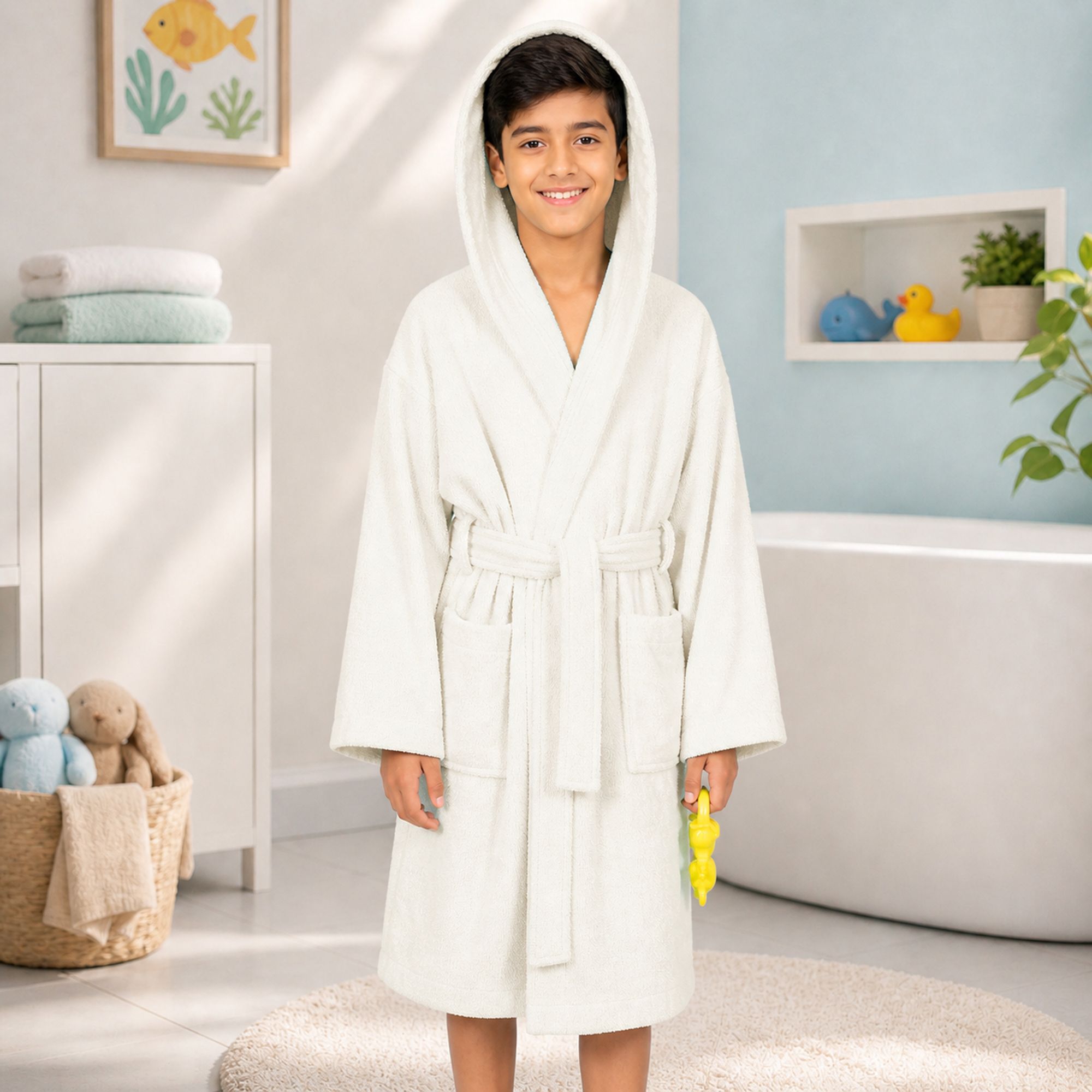mumma's touch White Free Size Bath Robe-picture-15
