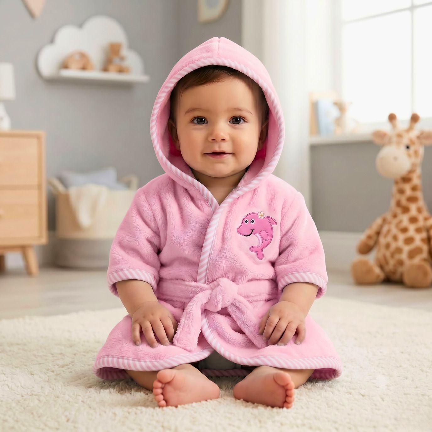 vkw Pink Dolphine Medium Bath Robe-picture-11