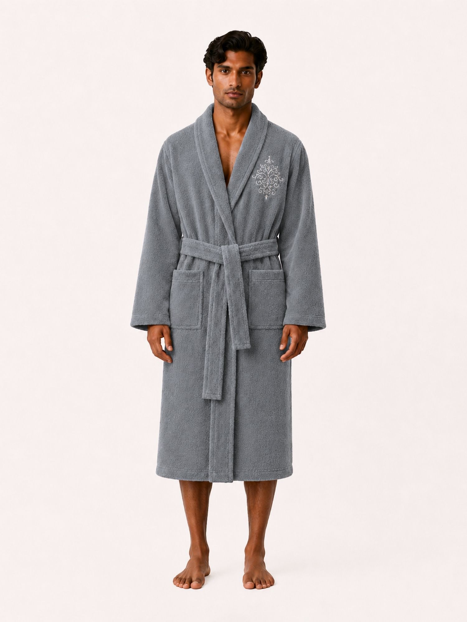 rangoli Grey Small Bath Robe-picture-29