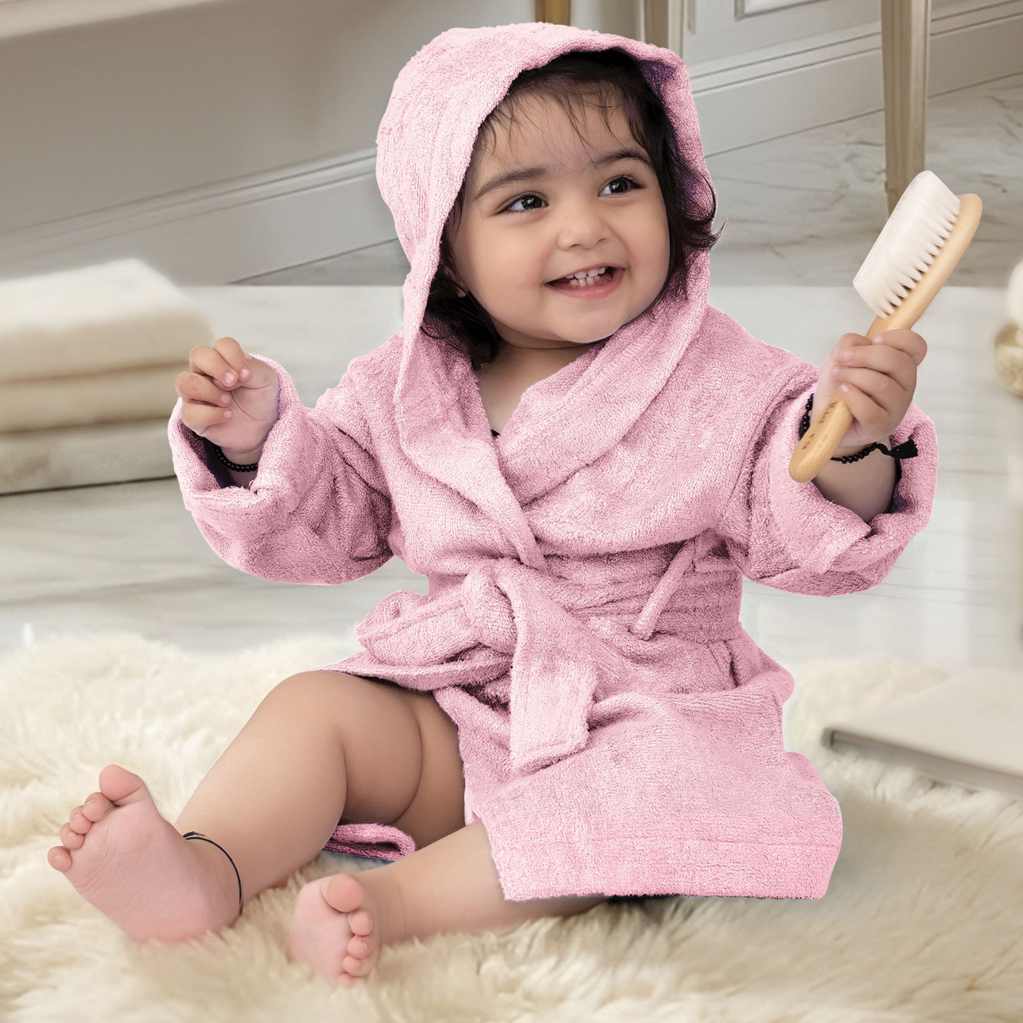 Pink Medium Bath Robe-image-1