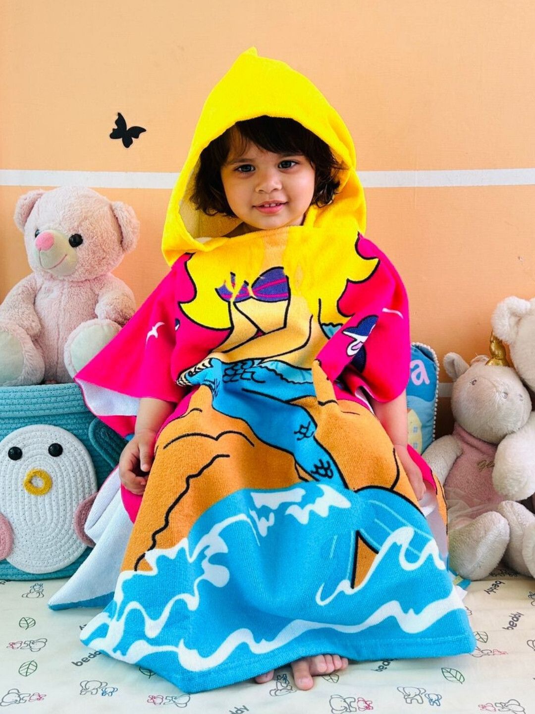 famyo Hooded Bath Towels for Boys & Girls - Mermaid Pink Small Bath Robe-picture-19