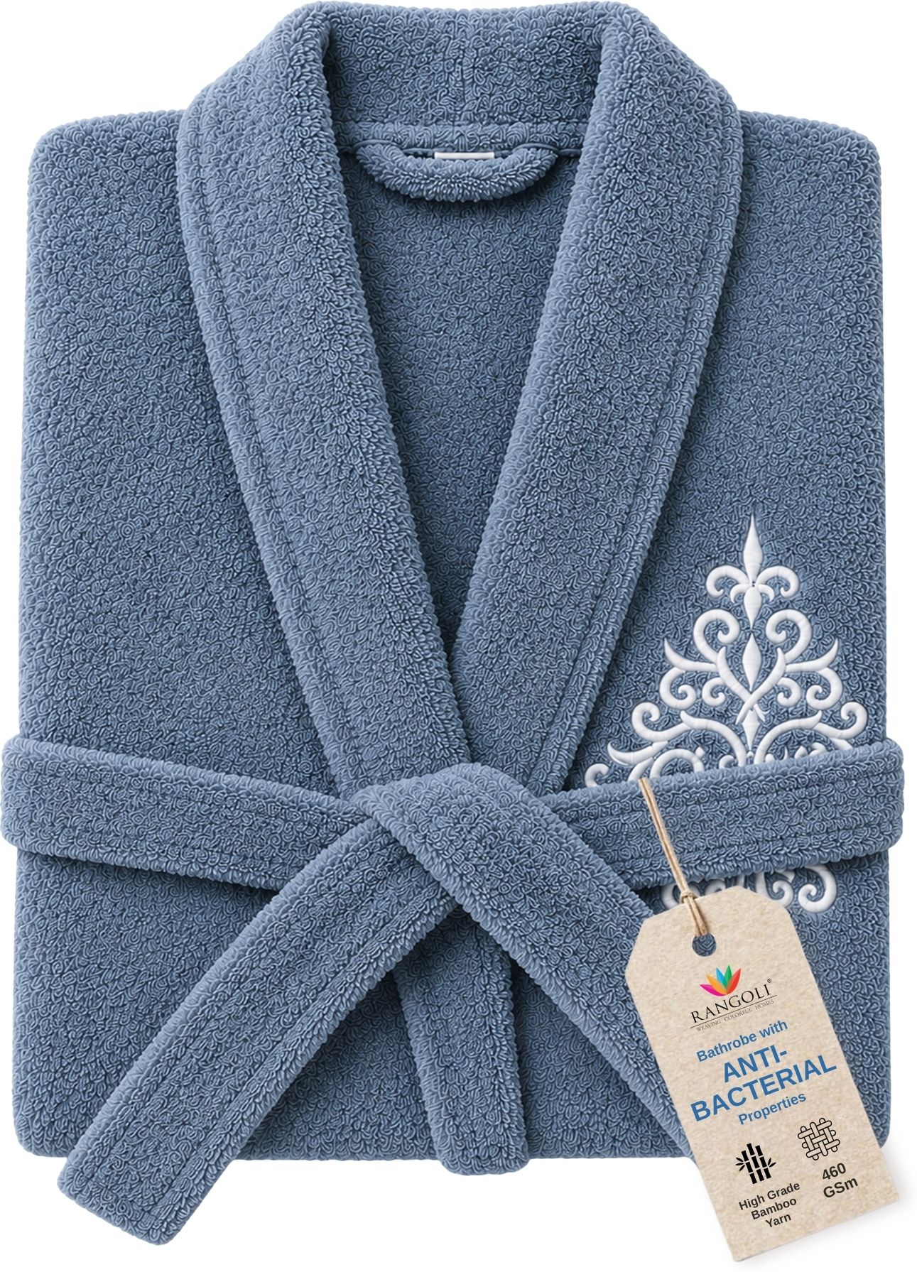 rangoli Blue XL Bath Robe-picture-13