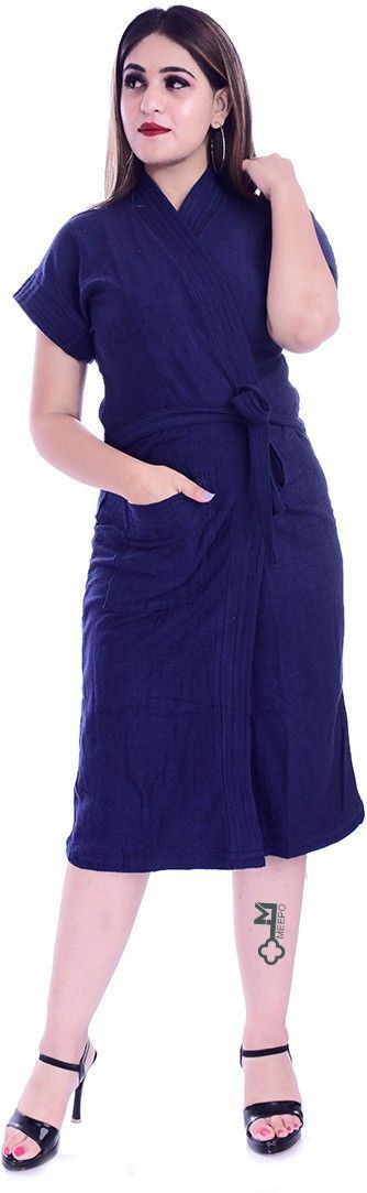 Navy Blue Free Size Bath Robe-image-28