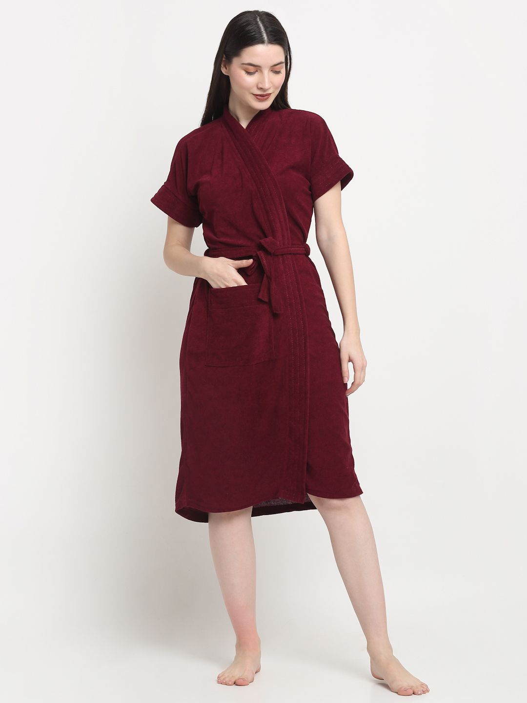 creeva Grape Wine Free Size Bath Robe-picture-40