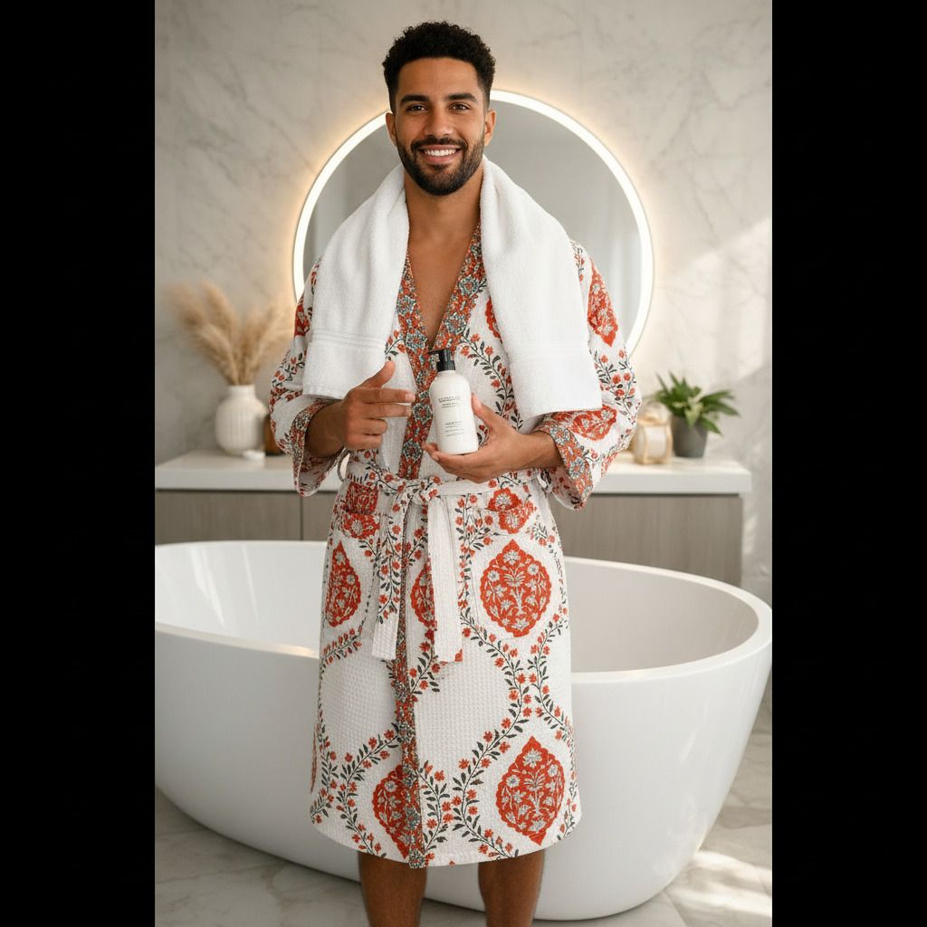 jinaya's Red-White Floral Free Size Bath Robe-picture-43