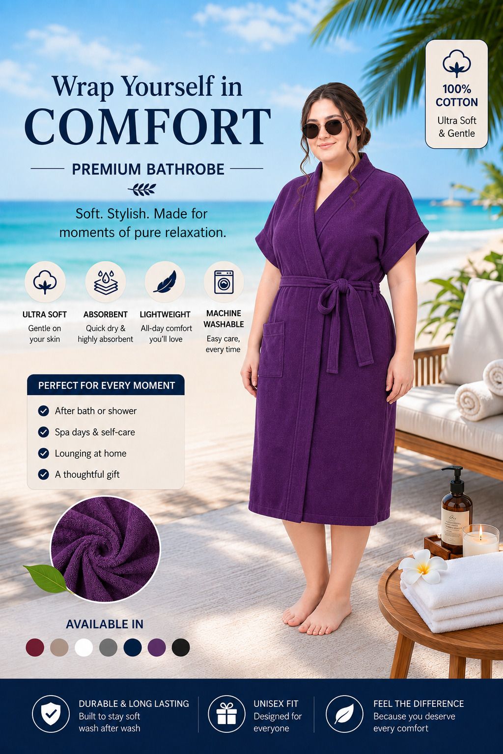 jmjw & sons Purple 3XL Bath Robe-picture-22