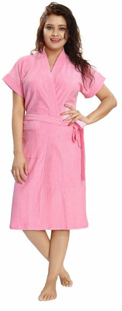 Baby Pink Free Size Bath Robe-image-5