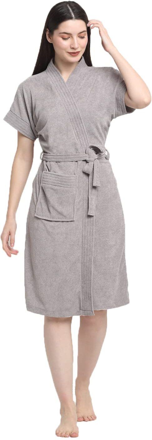feelblue Grey Free Size Bath Robe-picture-47