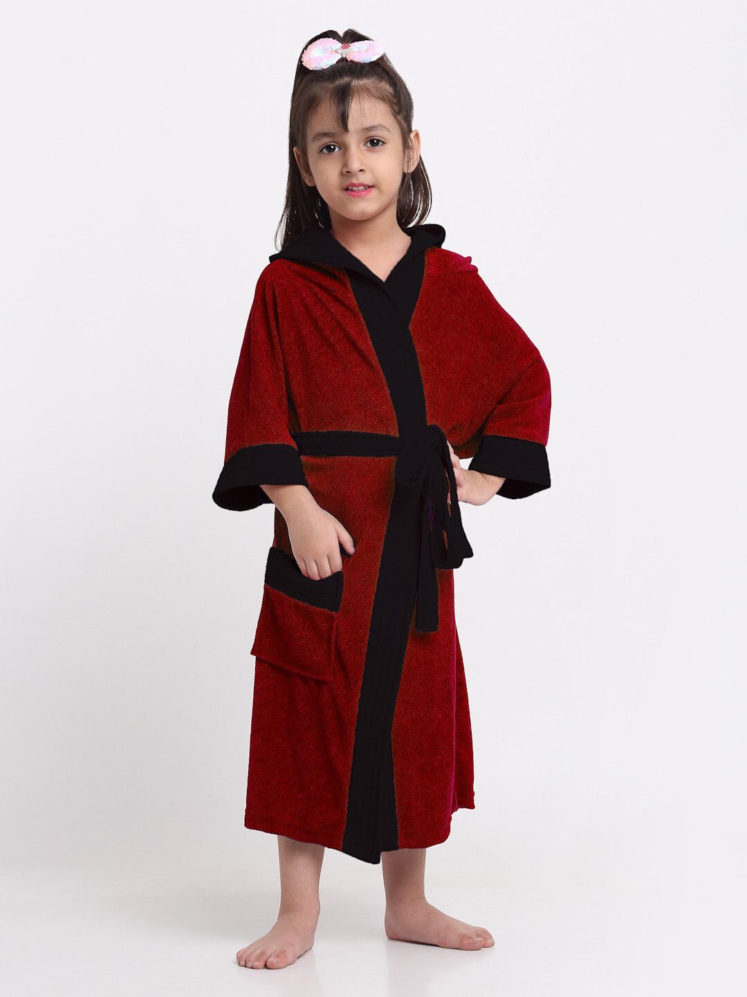 Wine & Navy Medium Bath Robe-image-35