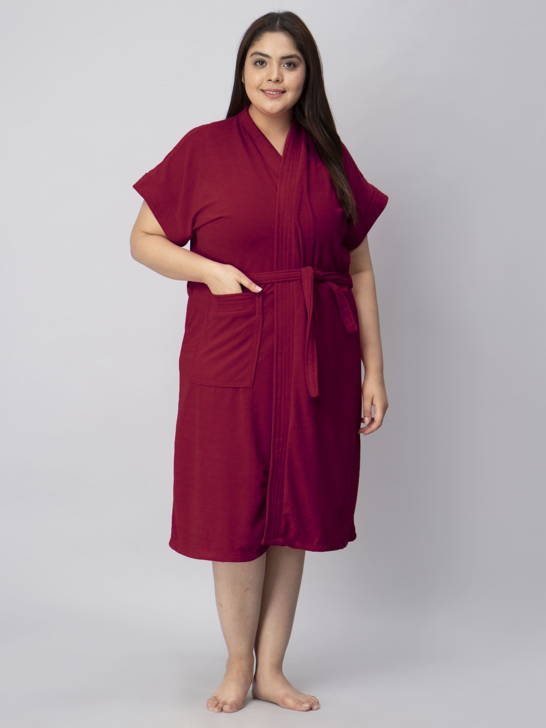 lacylook Maroon 3XL Bath Robe-picture-10