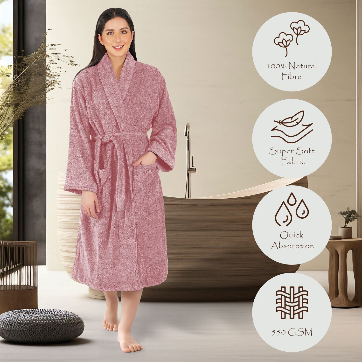 rangoli Purple Medium Bath Robe-picture-17