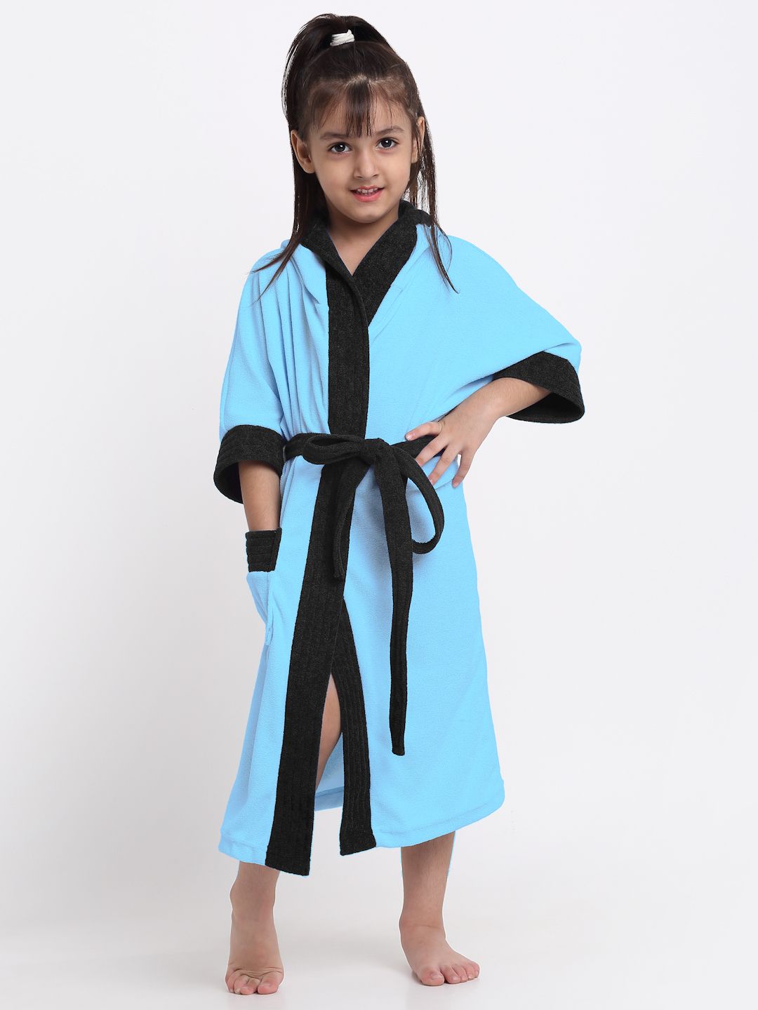 creeva Ocean Blue & Black Small Bath Robe-picture-14