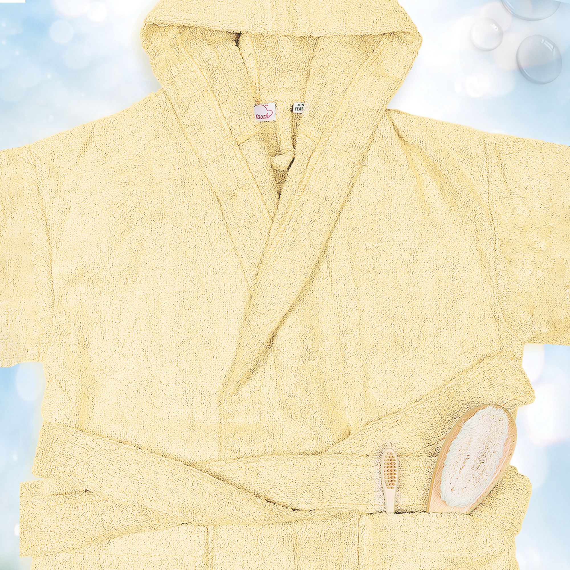 Yellow Free Size Bath Robe-image-3
