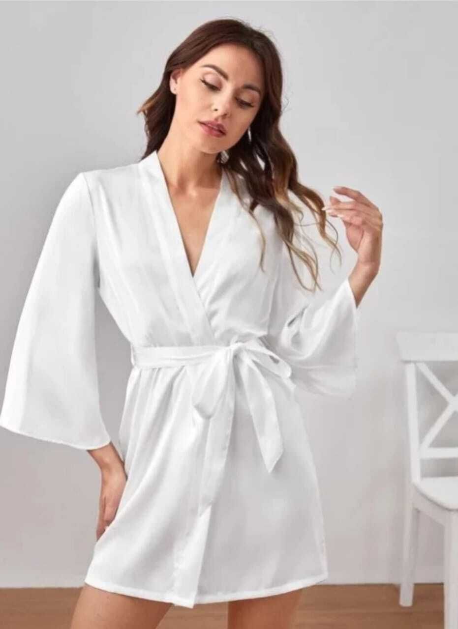 White 2 Free Size Bath Robe-image-12