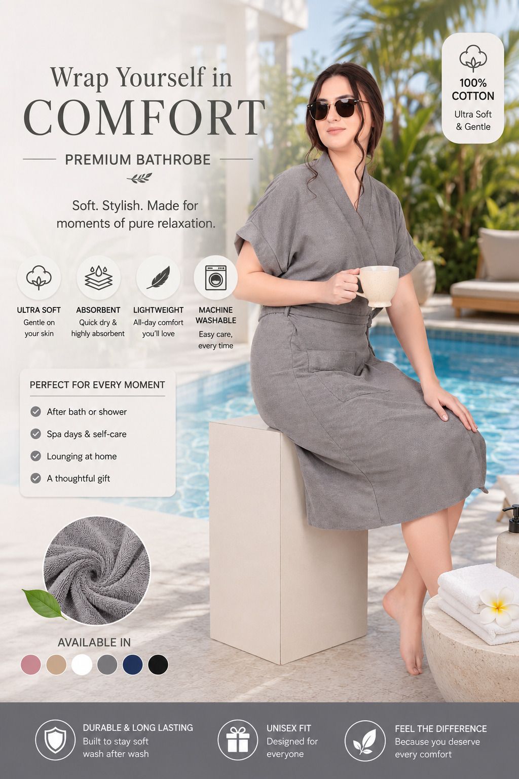 jmjw & sons Grey Large Bath Robe-picture-30