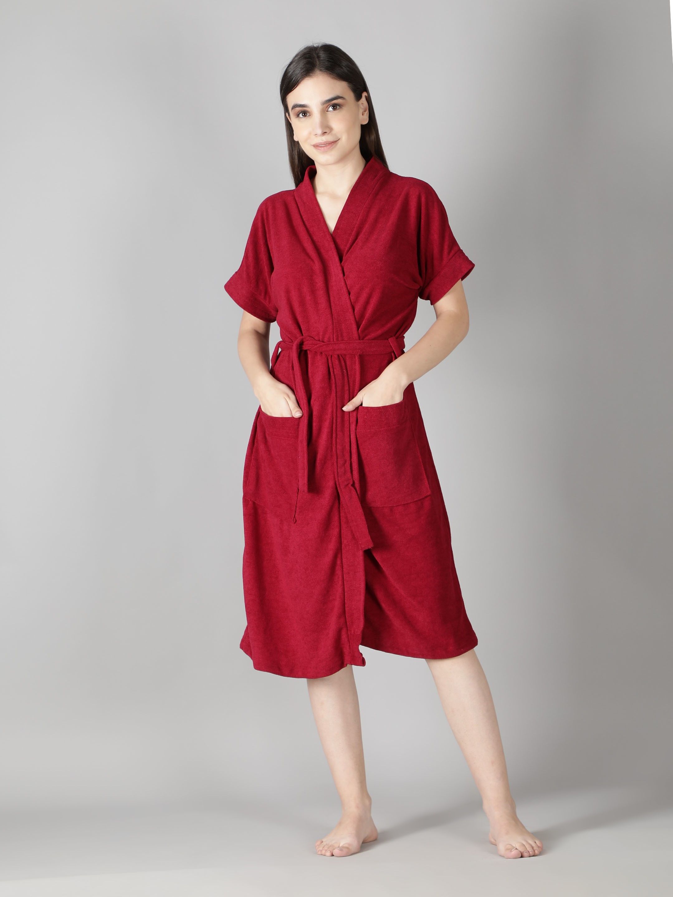 hotgown Maroon Free Size Bath Robe-picture-29