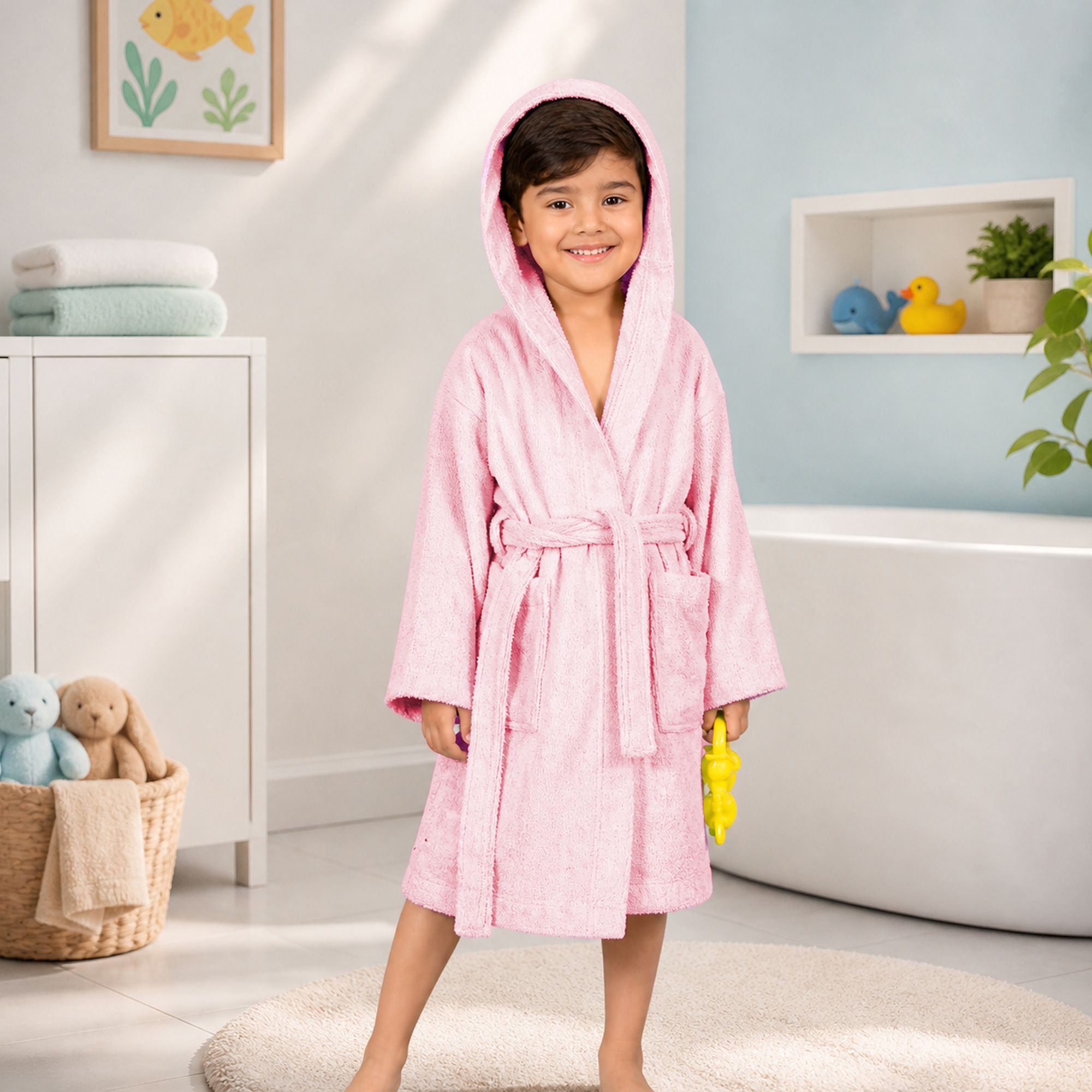 mumma's touch Pink Free Size Bath Robe-picture-41