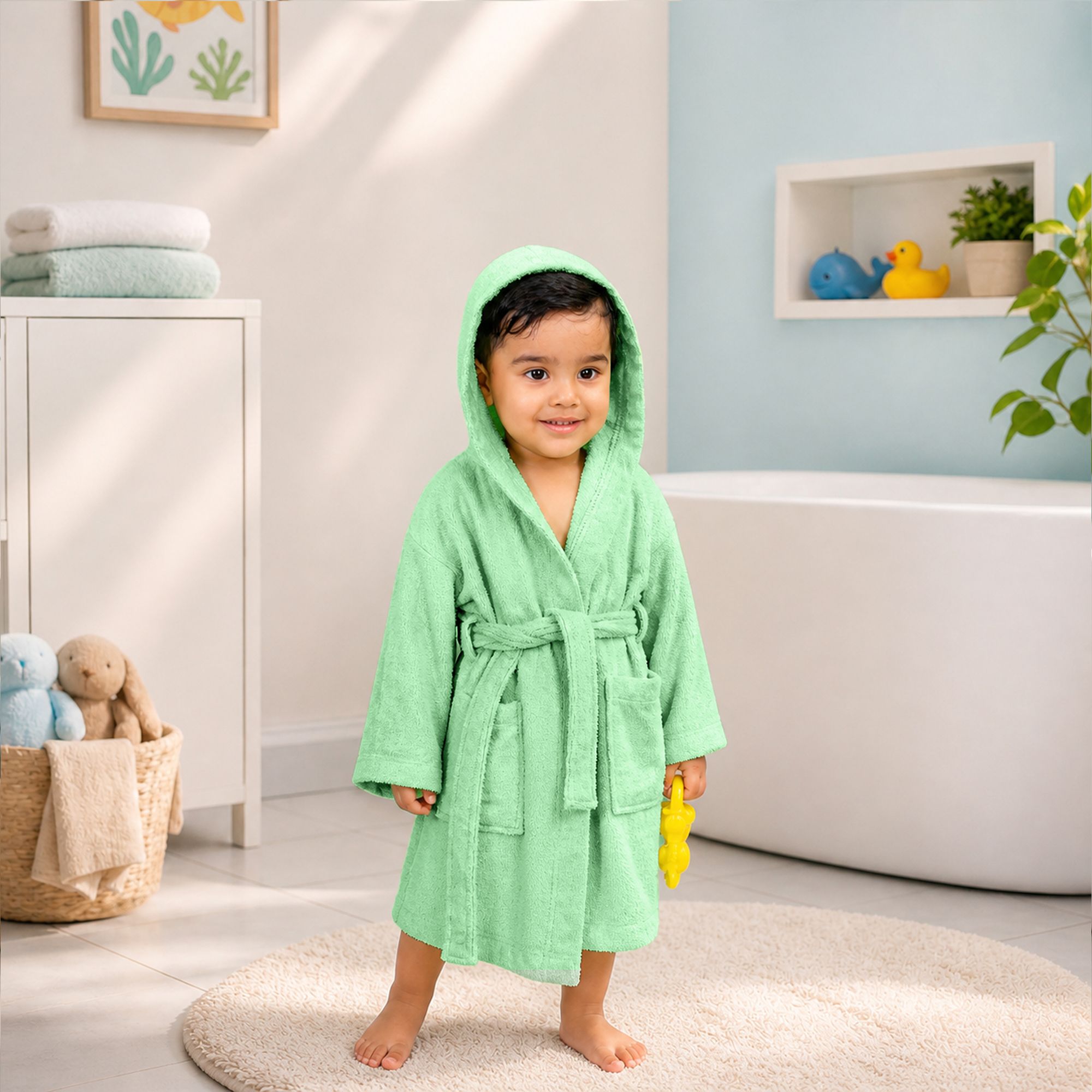 mumma's touch Green Free Size Bath Robe-picture-31