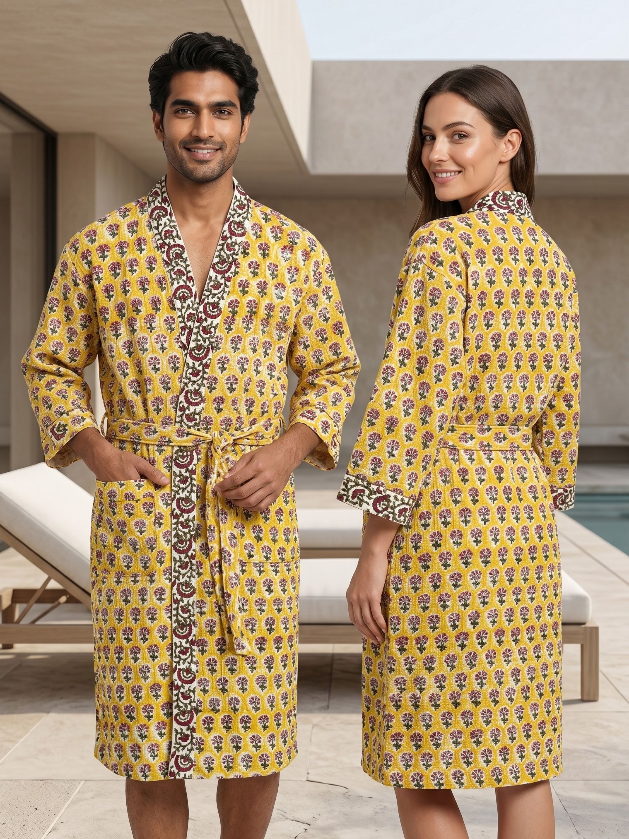 Yellow Free Size Bath Robe-image-23