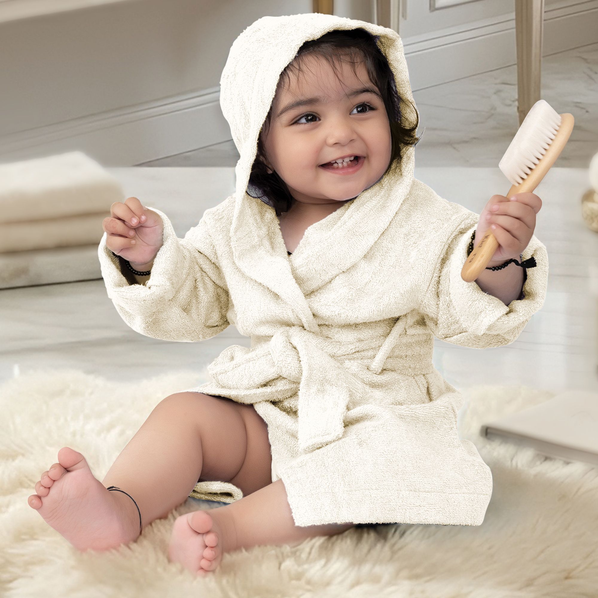 mumma's touch White Medium Bath Robe-picture-45