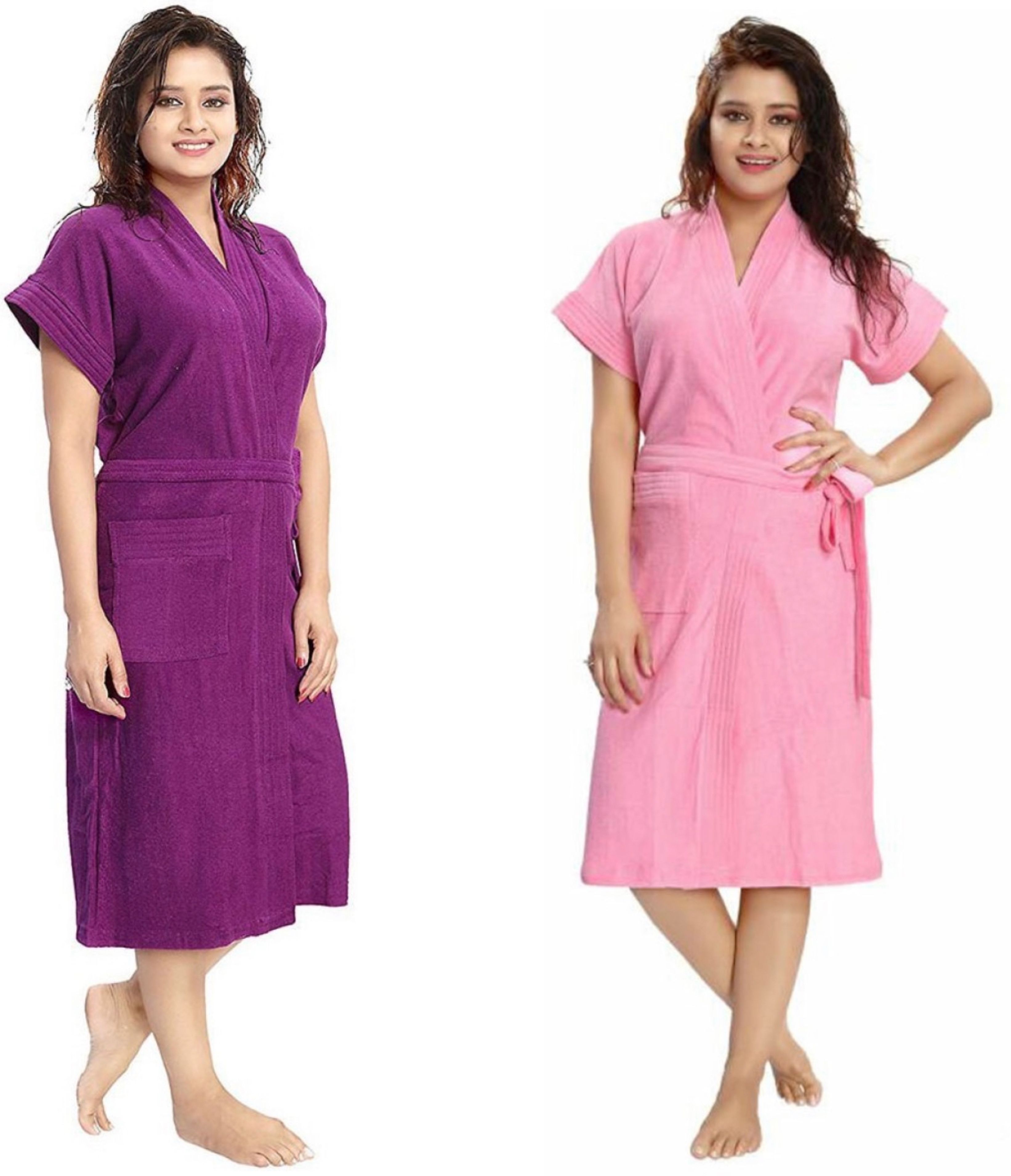 deeram Purple, Pink Free Size Bath Robe-picture-21