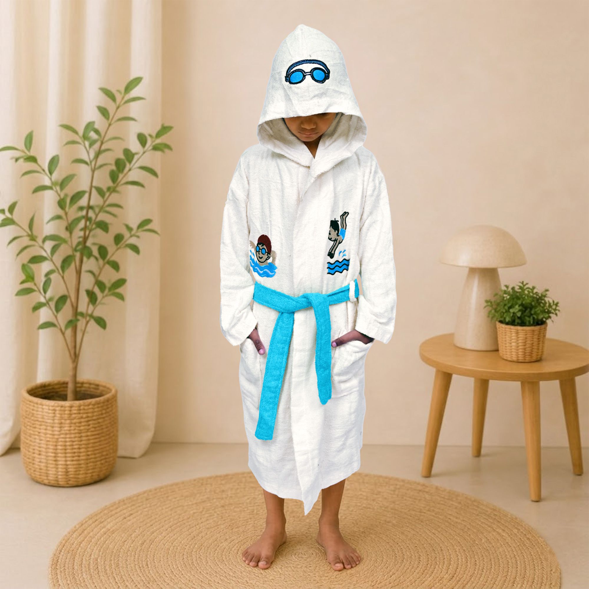 mumma's touch White Free Size Bath Robe-picture-21
